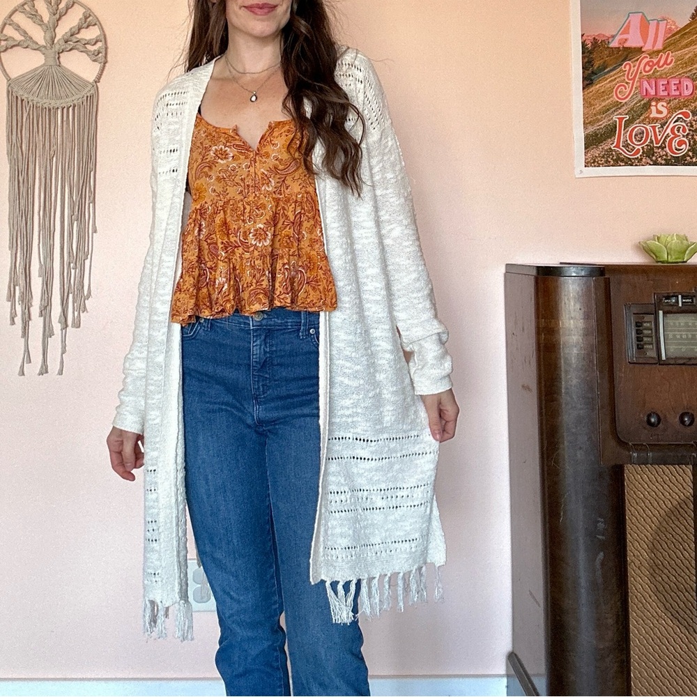 Old Navy White Open-Front Cardigan